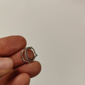 New!Sterling Silver Cubic Zirconia Huggie Earrings Elegant Silver Hoop Earrings